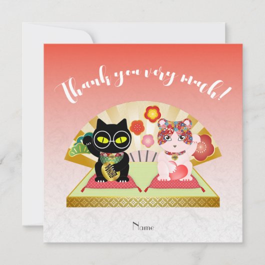 Maneki Neko Lucky Poiluna Flat Bedankkaart (Voorkant)