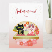 Maneki Neko Lucky Poiluna gevouwen Bedankkaart (Voorkant)