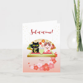 Maneki Neko Lucky Poiluna gevouwen Feestdagen Kaart