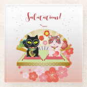 Maneki Neko Lucky Poiluna Glazen Onderzetter (Voorkant)