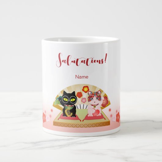 Maneki Neko Lucky Poiluna Grote Koffiekop (Voorkant)