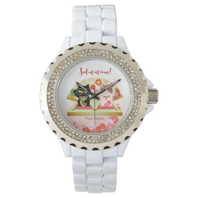 Maneki Neko Lucky Poiluna Horloge (Voorkant)