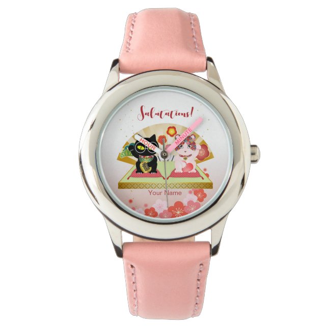 Maneki Neko Lucky Poiluna Horloge (Voorkant)