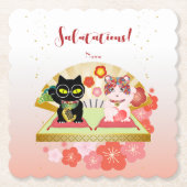 Maneki Neko Lucky Poiluna Kartonnen Onderzetters (Voorkant)