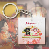 Maneki Neko Lucky Poiluna Square Sleutelhanger