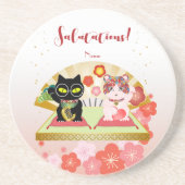 Maneki Neko Lucky Poiluna Zandsteen Drink Zandsteen Onderzetter (Voorkant)