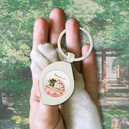 Maneki Neko Lucky Poiluna zilverkleurig metaal Sleutelhanger