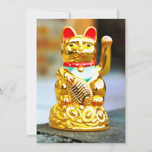Maneki Neko Lucy Waving Cat Design Kaart (Voorkant)