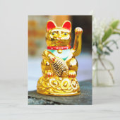 Maneki Neko Lucy Waving Cat Design Kaart (Staand voorkant)