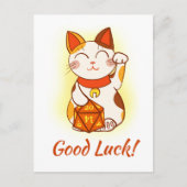 Maneki Neko met D20 RPG Dice Good Luck Briefkaart (Voorkant)