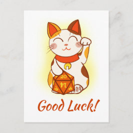 Maneki Neko met D20 RPG Dice Good Luck Briefkaart