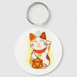 Maneki-neko met D20 RPG Dice Good Luck Charm Sleutelhanger