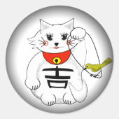 Maneki-Neko of Beckoning Cat Lucky Kat Ronde Sticker (Voorkant)