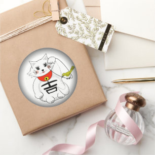 Maneki-Neko of Beckoning Cat Lucky Kat Ronde Sticker