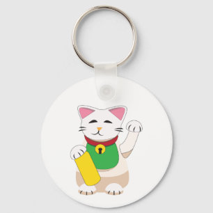 Maneki Neko of Lokkende Kat Sleutelhanger
