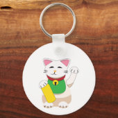 Maneki Neko of Lokkende Kat Sleutelhanger (Voorkant)