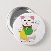Maneki Neko of Zowelende Kat Ronde Button 7,6 Cm (Voorkant /achterkant)