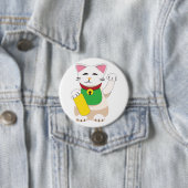 Maneki Neko of Zowelende Kat Ronde Button 7,6 Cm (In situ)