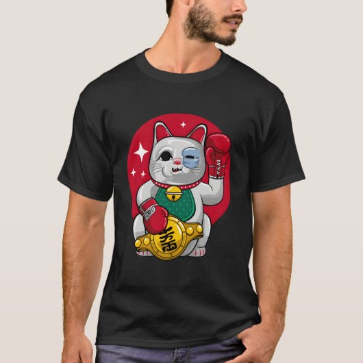 Maneki Neko pech bokskat T-shirt (Voorkant)