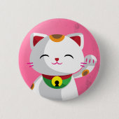 Maneki Neko Ronde Button 5,7 Cm (Voorkant)