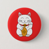 Maneki Neko Ronde Button 5,7 Cm (Voorkant)