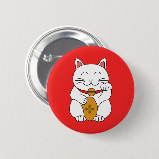 Maneki Neko Ronde Button 5,7 Cm (Voorkant /achterkant)