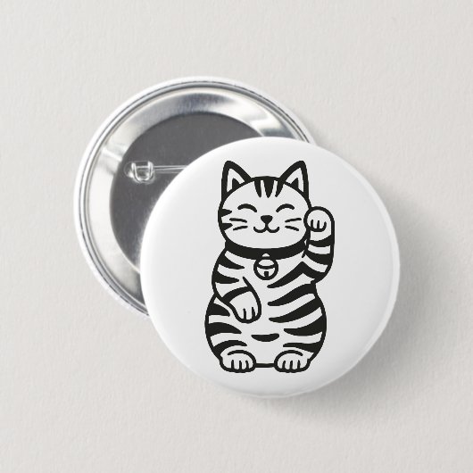 Maneki Neko Ronde Button 5,7 Cm (Voorkant /achterkant)