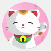 Maneki Neko Ronde Sticker (Voorkant)
