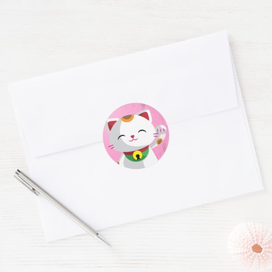 Maneki Neko Ronde Sticker (Envelop)