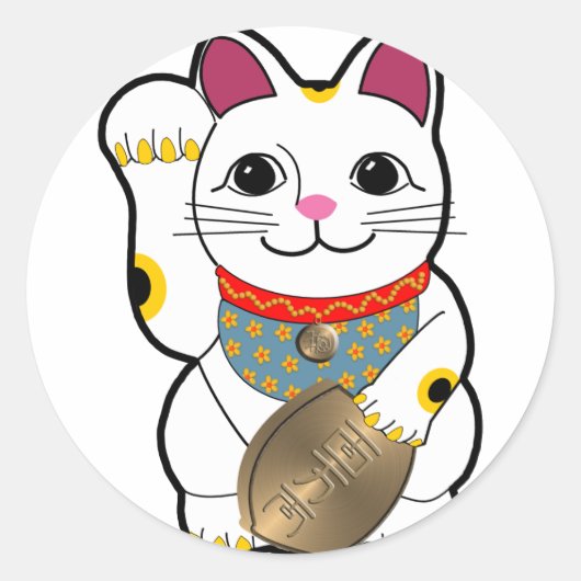 Maneki Neko Ronde Sticker (Voorkant)