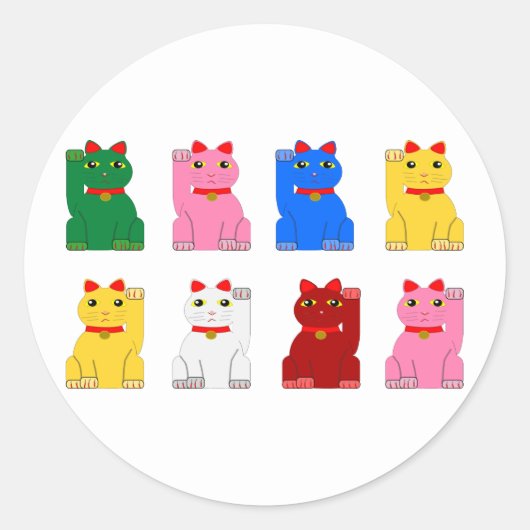 maneki neko ronde sticker (Voorkant)