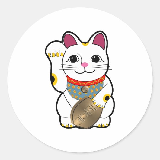 Maneki Neko Ronde Sticker (Voorkant)