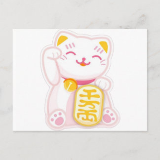 maneki neko roze briefkaart