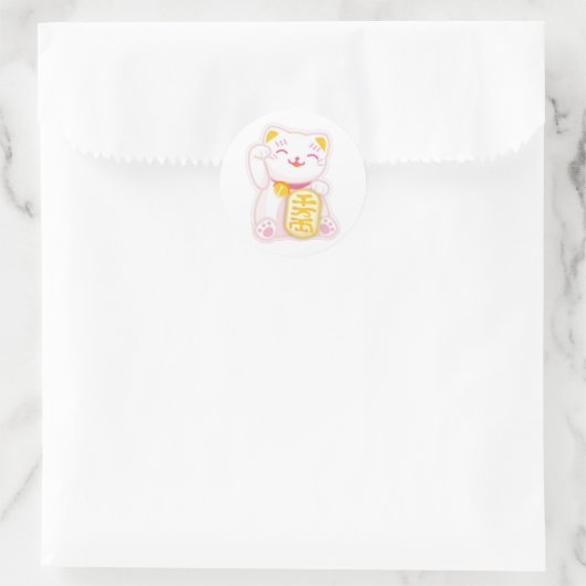 maneki neko roze ronde sticker (Tas)