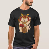 Maneki Neko Samurai Japan Lucky Cat Lucky Money ON T-shirt (Voorkant)
