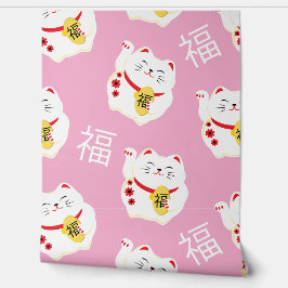 Maneki Neko Schattige Lucky White Cat Behang