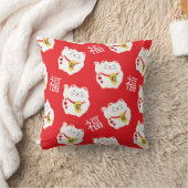 Maneki Neko Schattige Lucky White Cat Kussen (Deken)