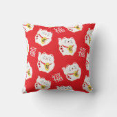 Maneki Neko Schattige Lucky White Cat Kussen (Achterkant)