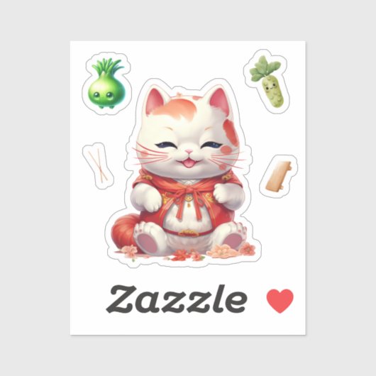 Maneki Neko Sinaasappel, Fortune Cat Stickers (Vel)