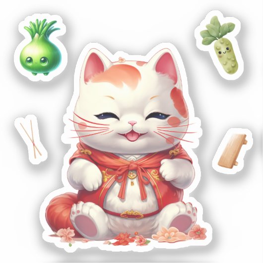 Maneki Neko Sinaasappel, Fortune Cat Stickers (Voorkant)
