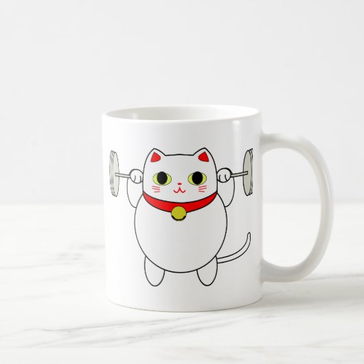 Maneki Neko Squatting Cat Koffiemok (Rechts)