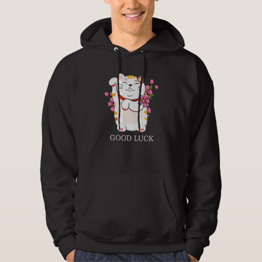 Maneki Neko Succes Happy Cat Hoodie (Voorkant)