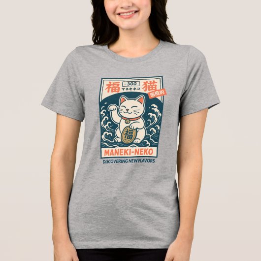 Maneki-Neko Tri-Blend Shirt (Voorkant)