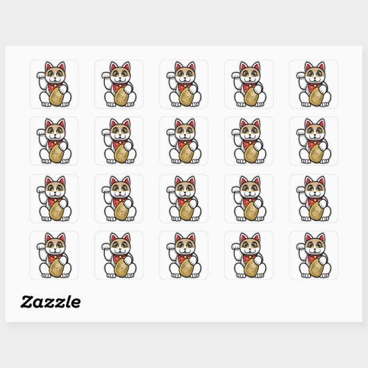 Maneki Neko Vierkante Sticker (Vel)