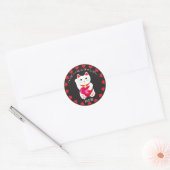 Maneki Neko voor Valentijnsdag Ronde Sticker (Envelop)