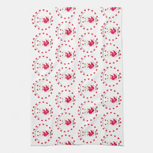 Maneki Neko voor Valentijnsdag Theedoek (Verticaal)