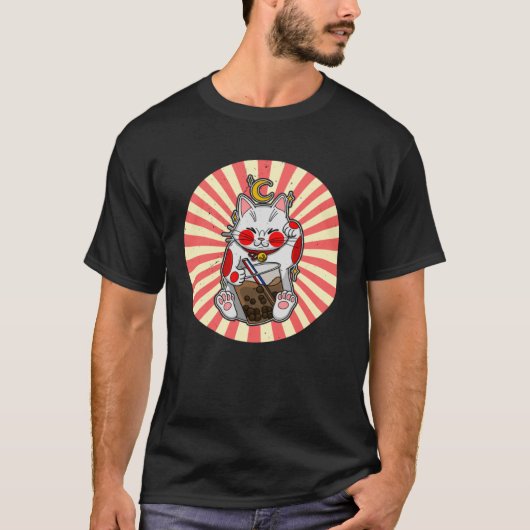 Maneki Neko Waving Japan Feng Shui Bubble Drink 1 T-shirt (Voorkant)