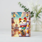Maneki Neko Wenskaart - Perfect voor wensen Bedankkaart (Staand voorkant)