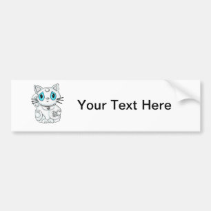 Maneki Neko White Lucky Becelling Cat Bumpersticker