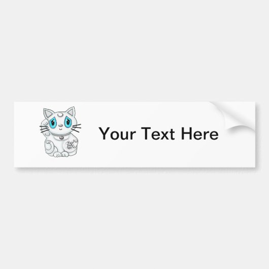 Maneki Neko White Lucky Becelling Cat Bumpersticker (Voorkant)